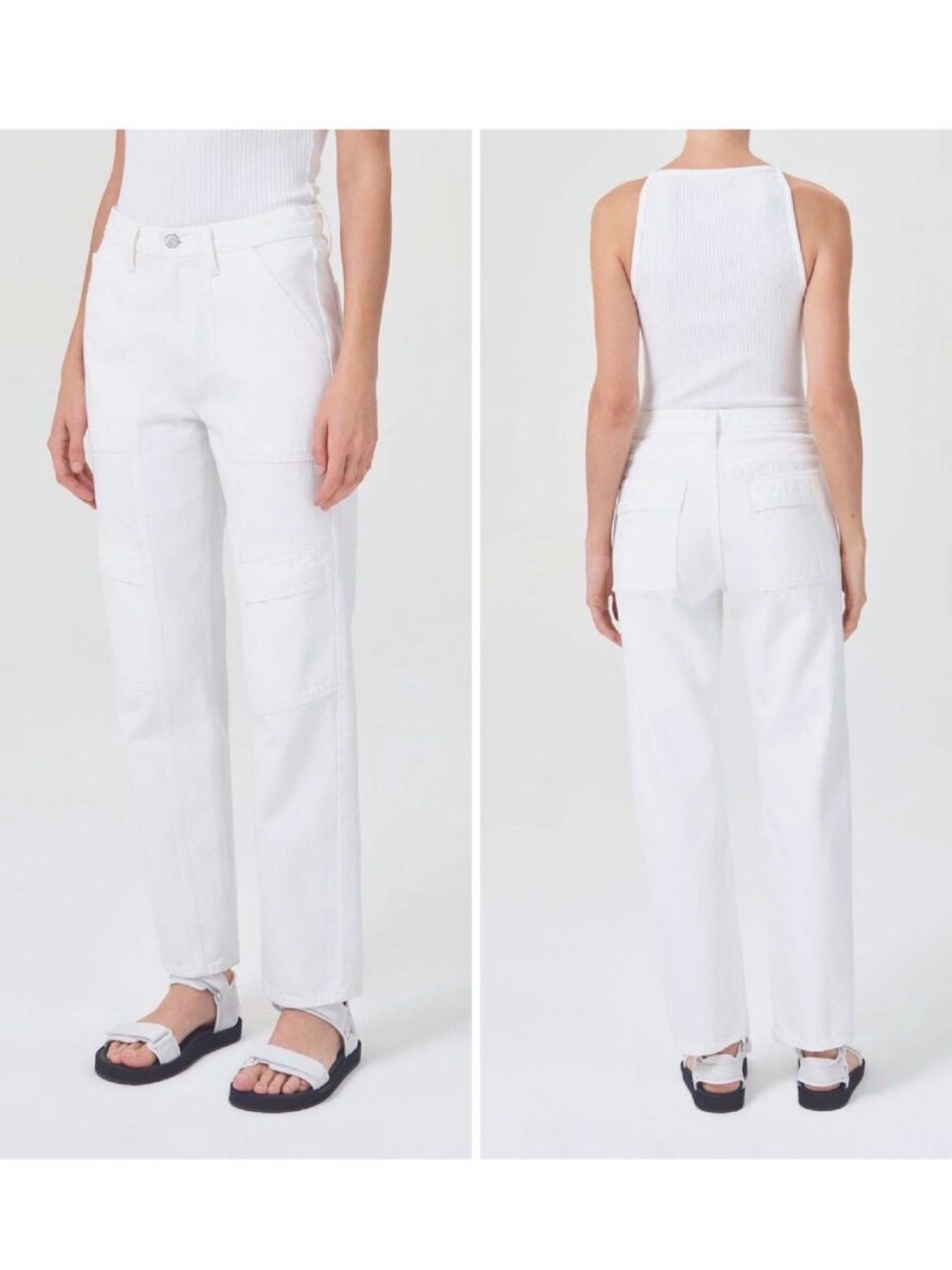 Agolde White Straight Leg Utility Jeans